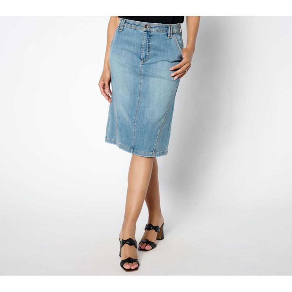 Turbie Twist Women's Petite Skirt 28P Knee Length Denim Blue A658943